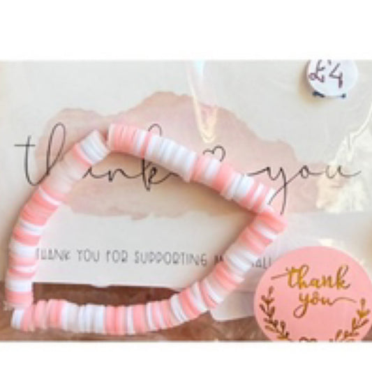 Baby pink clay bead bracelet - octoberandpals